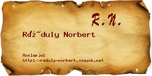 Ráduly Norbert névjegykártya