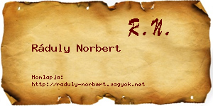Ráduly Norbert névjegykártya